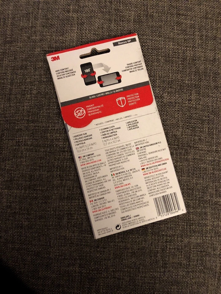 Protector de Pantalla de Privacidad 3M para NEXUS 6P, Teléfono Negro, Brillante (mppgg001) Foto 3 de 3