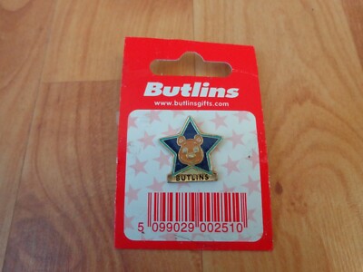 CLASSIC BUTLINS HOLIDAY CAMP RESORT - BILLY BEAR GESICHT AUF STERN EMAILLE ANSTECKNADEL ABZEICHEN