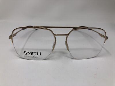 SMITH OPTIC EYEGLASSES FRAME SIDESTEP MATTE GOLD AOZ 57-15-140 HALF RIMLESS NS35