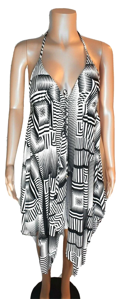PQ PilyQ Swimwear Geometric Diamond Nori Dress sz XS / S black / white - Image 4 of 4