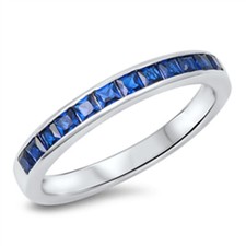 Stackable Blue CZ Beautiful Ring .925 Sterling Silver Band Sizes 5-10