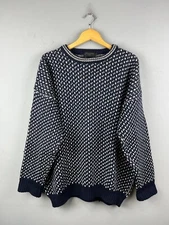 Peregrine Bantham Crew Men's 100% Wool Knitted Jumper XL Navy Blue Pullover