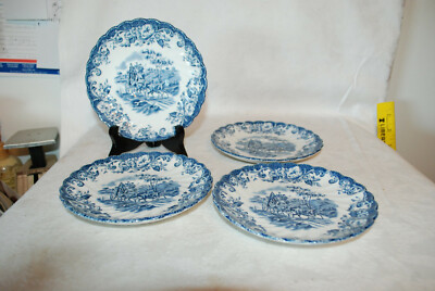 4 Johnson Brothers Coaching Scenes Blue And White Saucers | eBay