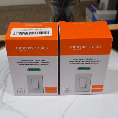 NEW SEALED Amazon Basics Single Pole Smart Switch WORKS w/ ALEXA, White,2 boxes