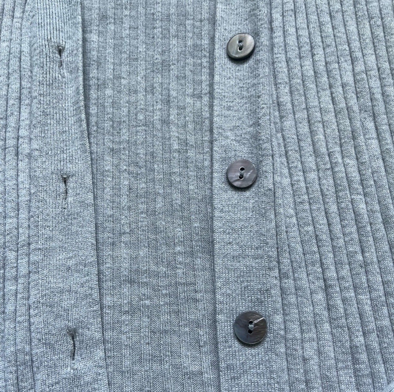 Vince Ribbed Button Down Light Gray Cardigan Size… - image 3