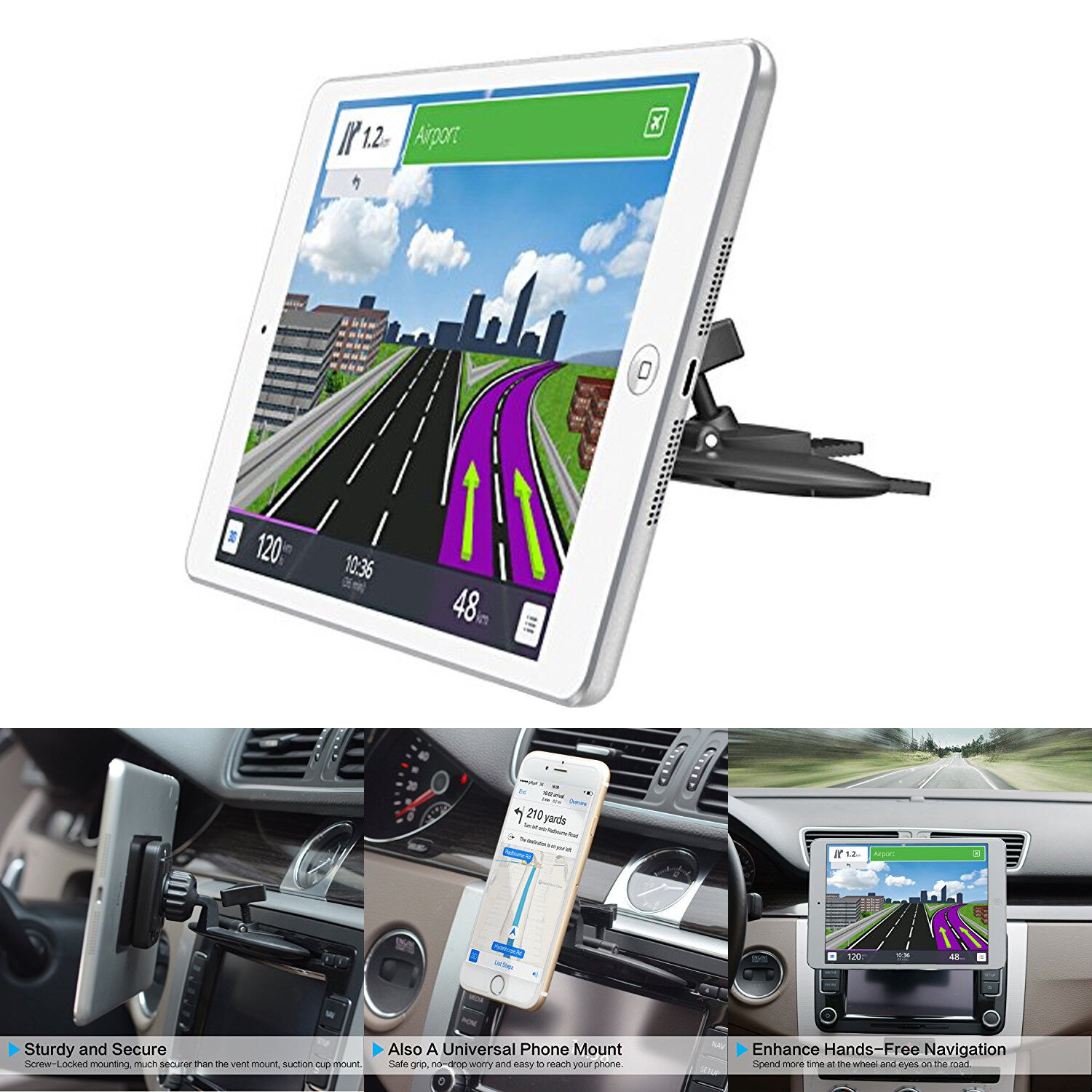 Apps2Car Magnetic CD Slot iPad Mini Car Mount Universal Tablet Dash Holder  for 6 for sale online