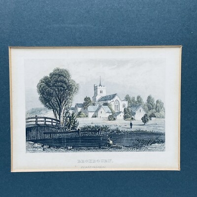 BROXBOURN Hertfordshire antique engraving Circa 1845 hand Coloured Framed Print
