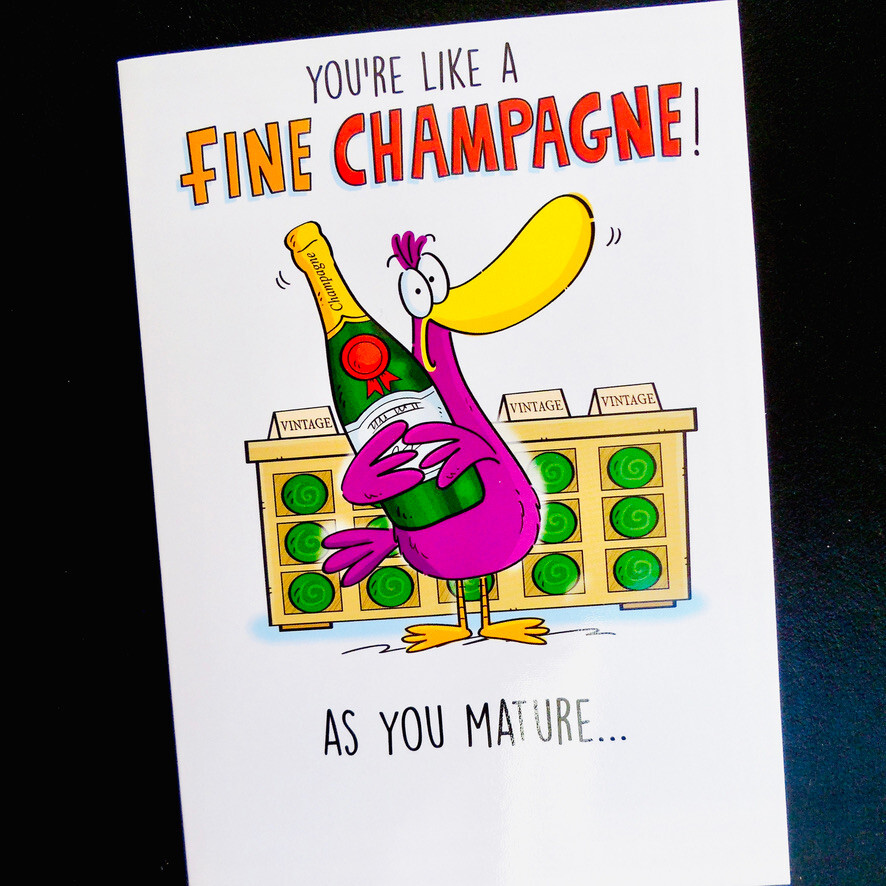 Birthday Card Joke Humour Funny Novelty Female Male Ladies Lady Friend Champagne