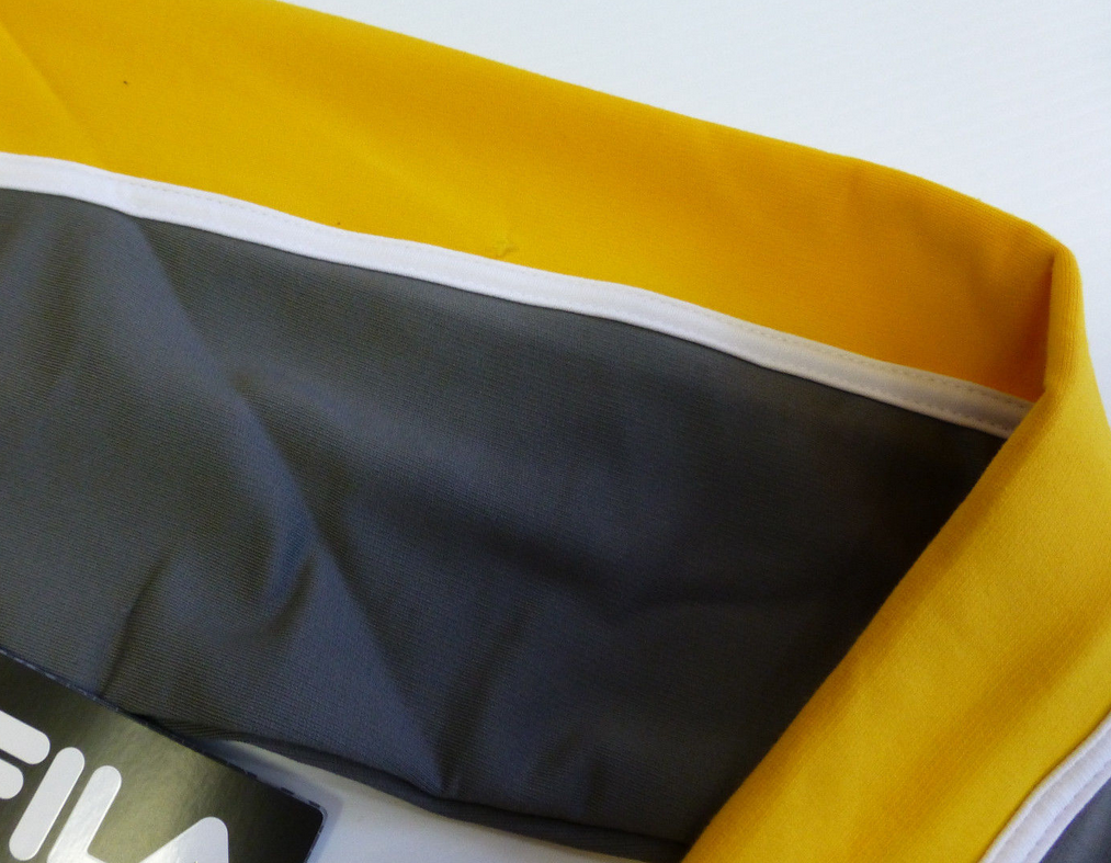 Giacca atletica da uomo Fila taglia large grigia e gialla fila anteriore pista nuova difettosa
