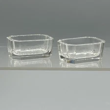 Antique 1880 Central Glass Beveled Rectangular Salt Cellars HJ Reprint C Set 2