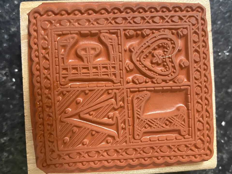 Lote de 3 estampillas de goma montadas en madera - Amor, corazones, San Valentín Foto 3 de 4