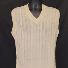 VTG 70s Campus Studio One Men's Cream Cable Knit Pullover Sweater Vest Size L