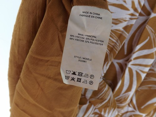 New Autograph Dress 16 Womens Tan Brown White Midi Button Up Flutter Sleeve - Picture 10 of 10
