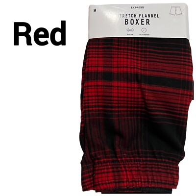 #ad NWT EXPRESS Men#x27;s Stretch Flannel Boxer Underwear S M L XL Red Blue Black Gray $28.75