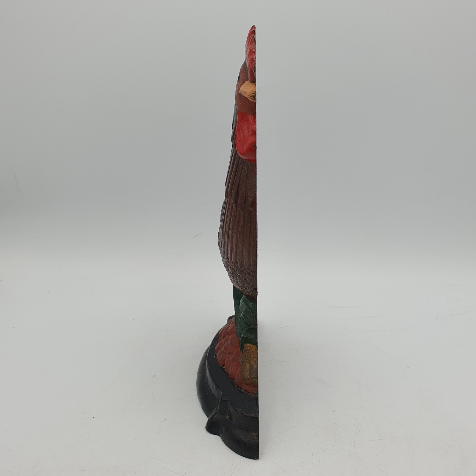 DOORSTOP ROOSTER CAST IRON 8.25" TALL 1720G BROWN FEATHERS VINTAGE DOOR