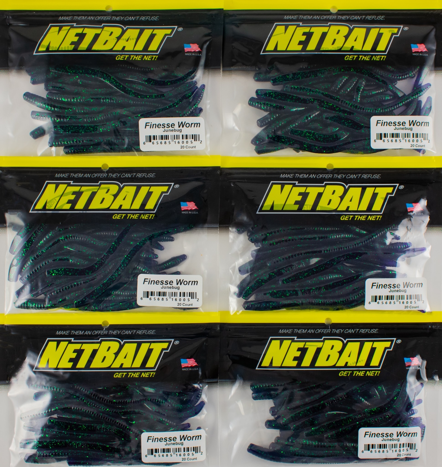 (LOT OF 6) NETBAIT FINESSE WORM 4.75