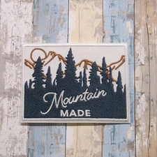 Mountain Made Patch Embroidered Iron-on Applique Nature Badge, Camping, Hiking