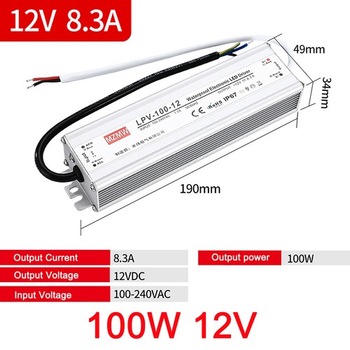 LED Strip Driver Power Supply Transformer Waterproof IP67 DC 12V/48V 25W/1500W - Picture 23 of 74