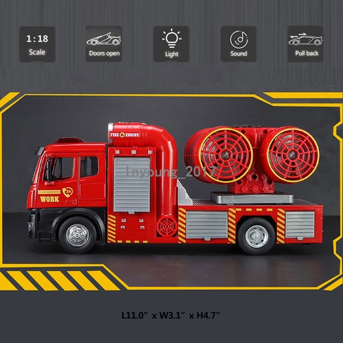 Fire Engine Toy 1/18 Diecast Smoke Exhaust Fire Truck with Light Sound for Boys - Picture 2 of 17