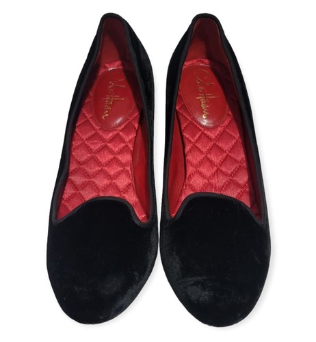 Cole Haan Velvet Chunky Heels Shoes Leather Sole Retro 80s Black Sz 9.5 - Picture 4 of 6