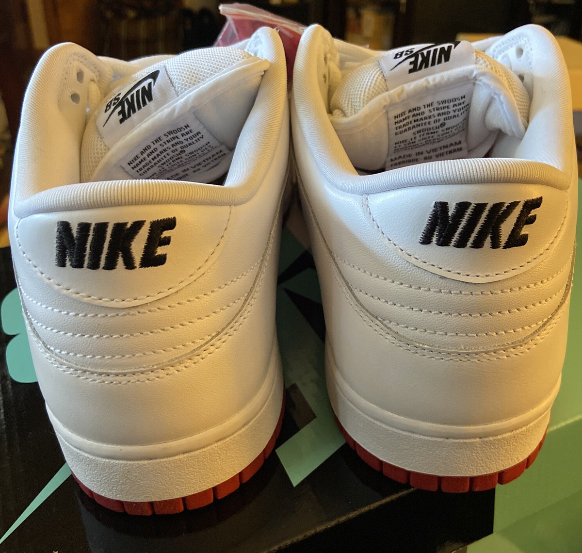 Supreme X Nike SB Dunk Low White Red | New 100% Authentic Size 13 