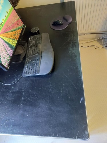 Vintage Writing Desk from the 1950s - 60s Enamelled Metal Leatherette Covered - Picture 7 of 8