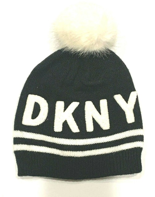 Logo Stadium Pom pom Beanie Hat Black 