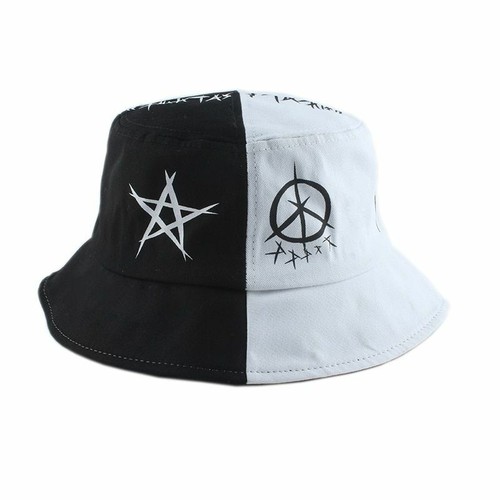 Bucket Hat Black White Patchwork for 