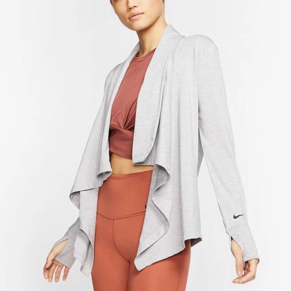 Nike Yoga Collection Open Front Waterfall Cardigan Thumb Holes