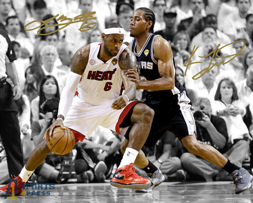 LeBron James Kawhi Leonard Miami Heat Spurs Signed Photo Autograph Print