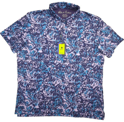 Robert Graham Polo Shirt Mens 2XL 2TG Purple Abstract Rose Skull   SS $128