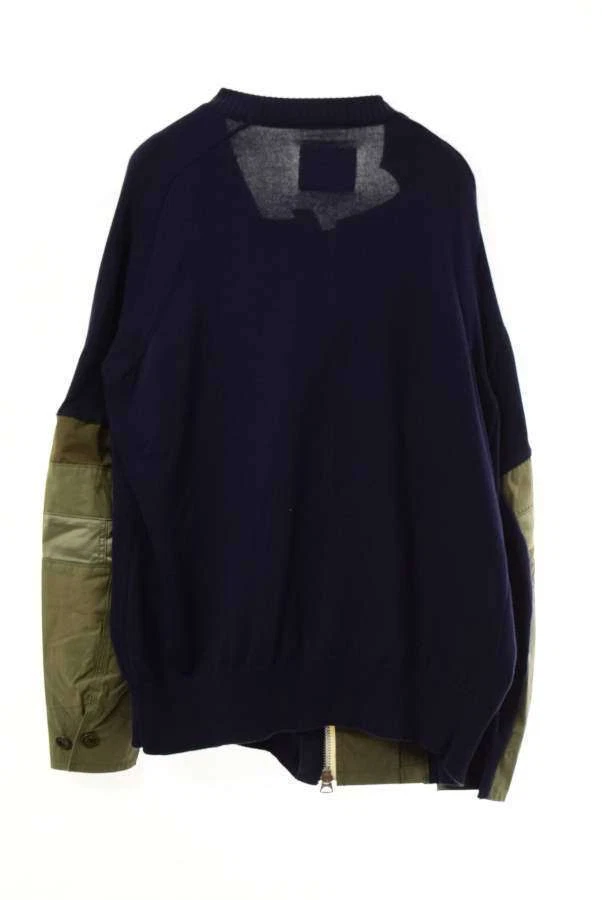 Beauty Sacai Cotton Nylon Oxford Knit Jacket 3 Navy Sakai
