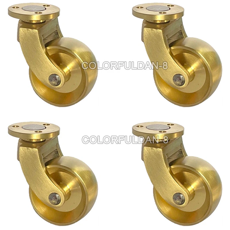 4PCS Heavy Duty Brass Caster Plate Wheels Sofa Chair Feet Leg