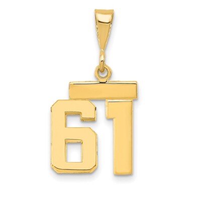 14K Yellow Gold Small Polished Number 61 Charm SP61