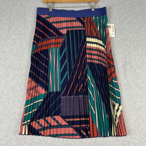 LulaRoe Maxi Skirt Women's 2XL Multicolor Silver Foil Pleated Elastic Waist NWT