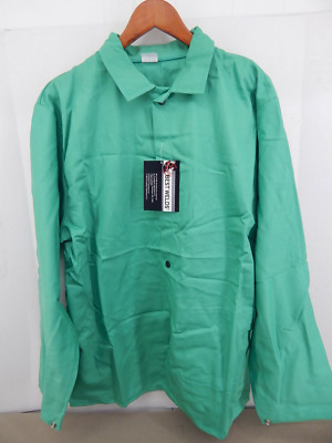 BEST WELDS FR COTTON SATEEN WELDING JACKET XL SNAP CLOSURES VISUAL GREEN X-LARGE