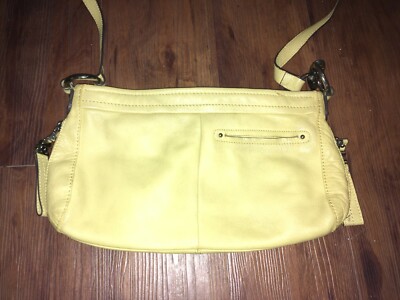 B. Makowsky Yellow Pebbled Leather Hobo Shoulder Bag Purse
