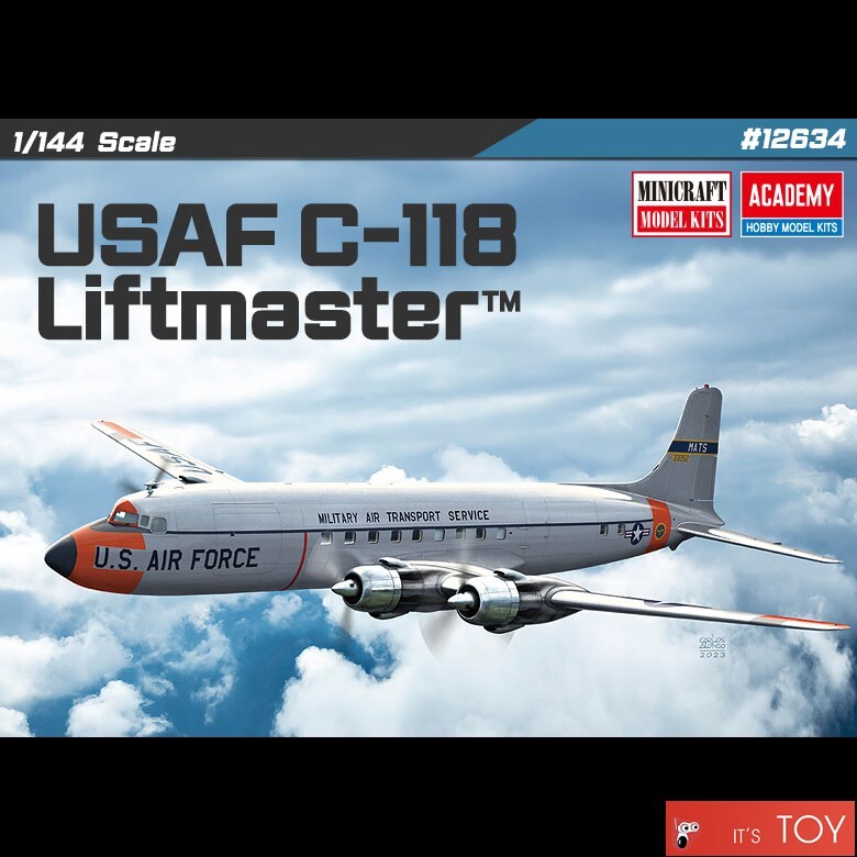 Academy 1/144 USAF C-118 'Liftmaster' US Cargo Aircraft Plastic