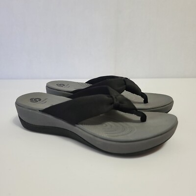 Clarks Cloudsteppers Arla Glison Sandals Women's Size 9 Flip Flop Black Gray