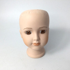 Vintage Porcelain Doll's Baby Head for Crafting 4" H Brown Eyes READ