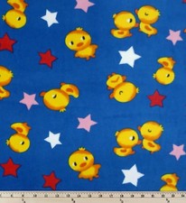 Fleece Rubber Duckies Stars Toys Ducks Royal Blue Fleece Fabric by Yard A329.14