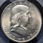 1948  FRANKLIN HALF DOLLAR PCGS MS 64 FULL BELL LINES SMOOTH AND WELL STRUCK