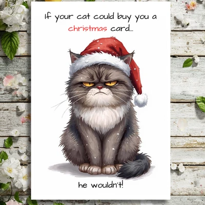 CHEEKYSTUDIOPRESS Christmas Card Cats at Christmas Funny Humour Xmas Card Animal Joke grumpy A5