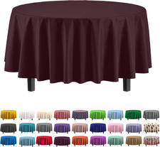 Brown Round Plastic Table Cloth Disposable 6 Pack - 84 Inch Round Tablecloth for