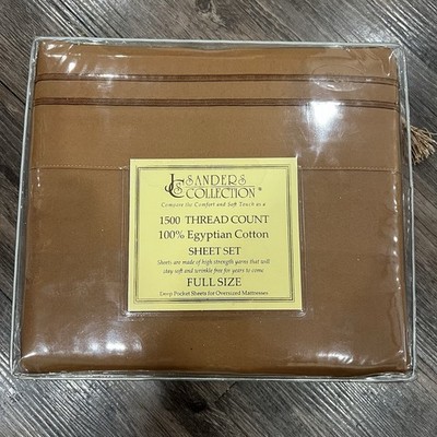 JS Sanders Collection 1500 Thread Egyptian Cotton Sheet Set Full Caramel Mocha 