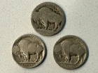 3 Buffalo/Indian-head nickels, 1 dated 1938, 2 undated, exactly as shown