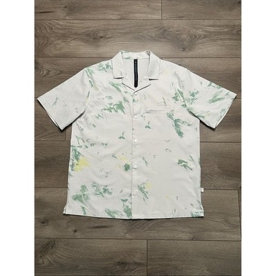 Lululemon Airing Easy Camp Collar Shirt Diffuse Dye Print Green Multi Medium