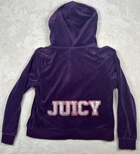 Y2K Juicy Couture Velour Purple Hoodie Medium Track Jacket Vintage Womens 90s OG