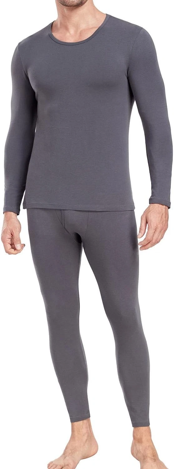 wirarpa Men's Thermal Underwear Set Cotton Warm Base Layer M, Grey