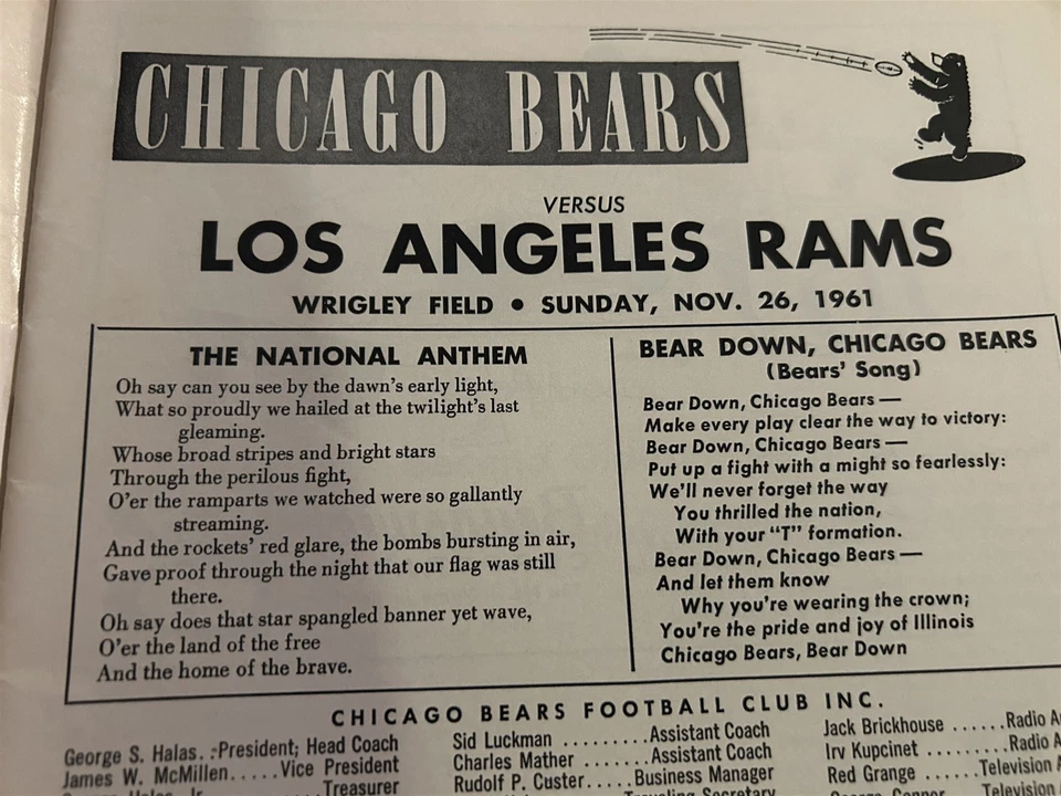 1961 CHICAGO BEARS vs LOS ANGELES Rams Program WRIGLEY FIELD Mike DITKA Wade - Image 2 of 4